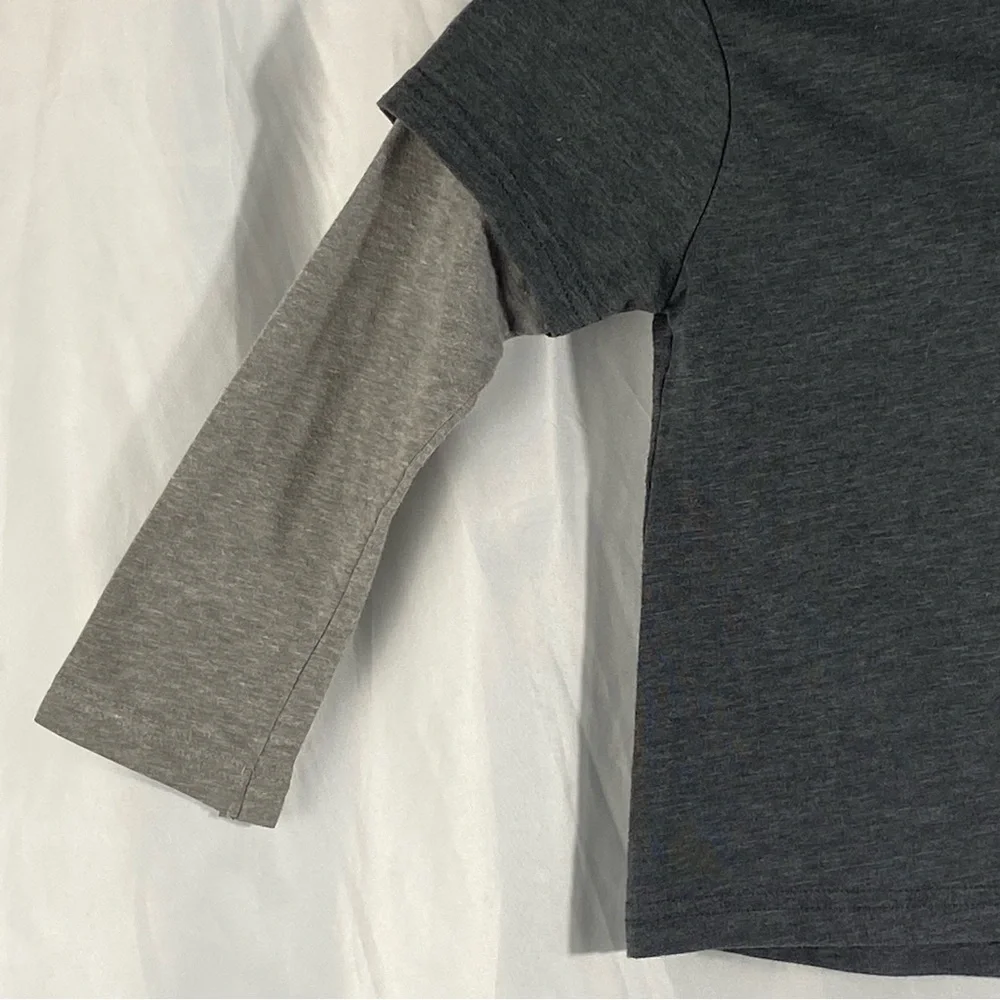 Disney Mickey Mouse Dark Gray and Light Gray Long Sleeve Tee Size 5T